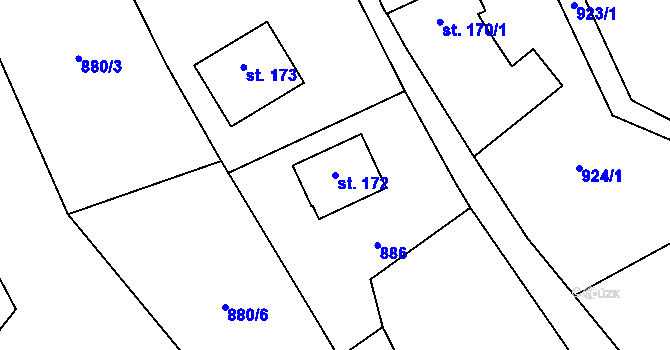 Parcela st. 172 v KÚ Žitenice, Katastrální mapa