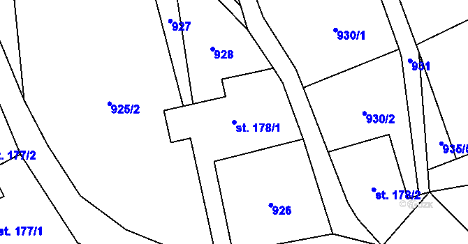 Parcela st. 178/1 v KÚ Žitenice, Katastrální mapa