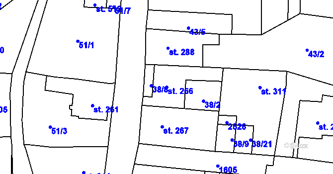 Parcela st. 266 v KÚ Žitenice, Katastrální mapa