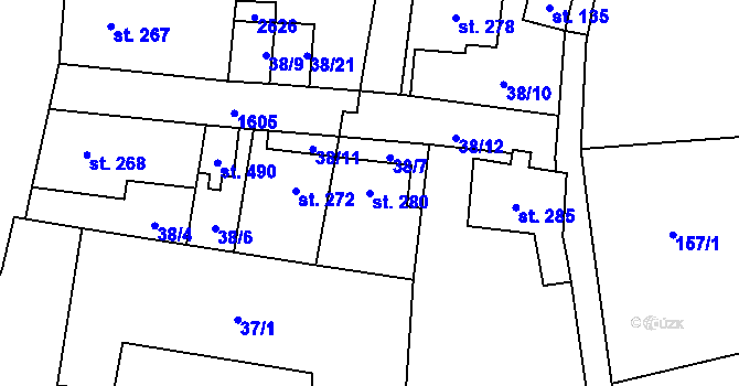 Parcela st. 280 v KÚ Žitenice, Katastrální mapa
