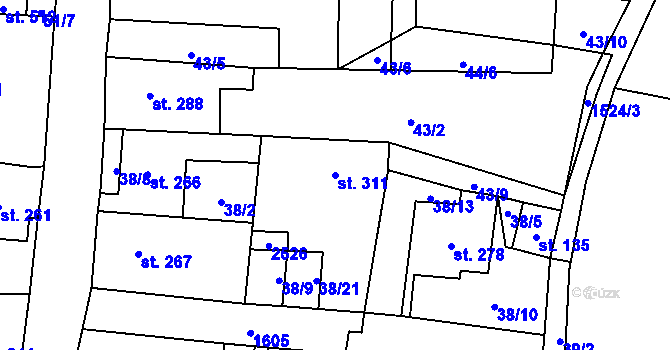Parcela st. 311 v KÚ Žitenice, Katastrální mapa