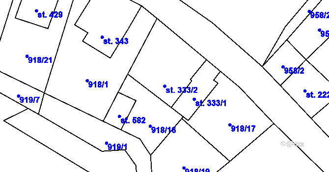Parcela st. 333/2 v KÚ Žitenice, Katastrální mapa
