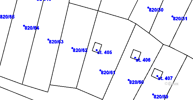 Parcela st. 405 v KÚ Žitenice, Katastrální mapa