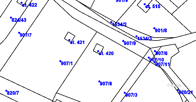 Parcela st. 420 v KÚ Žitenice, Katastrální mapa