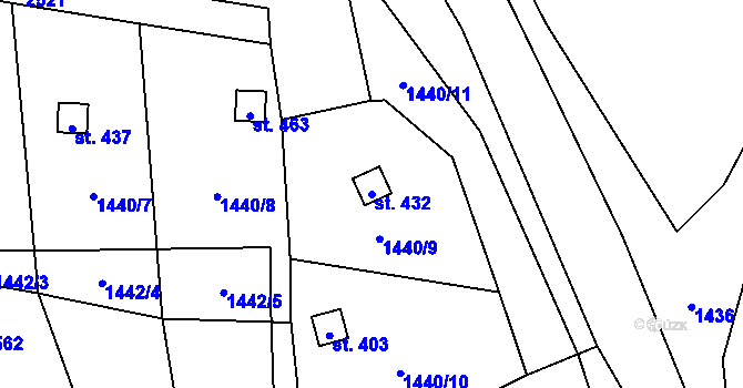 Parcela st. 432 v KÚ Žitenice, Katastrální mapa