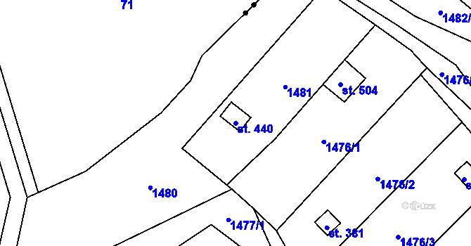 Parcela st. 440 v KÚ Žitenice, Katastrální mapa