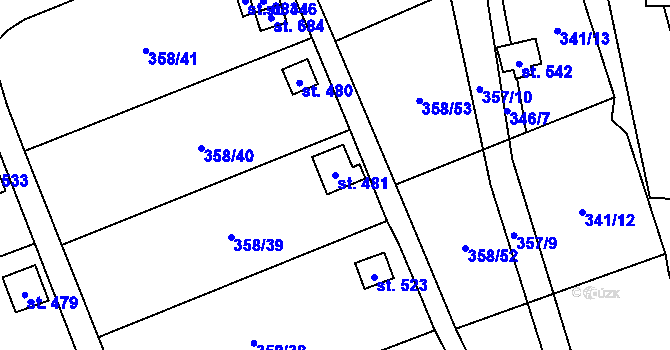 Parcela st. 481 v KÚ Žitenice, Katastrální mapa