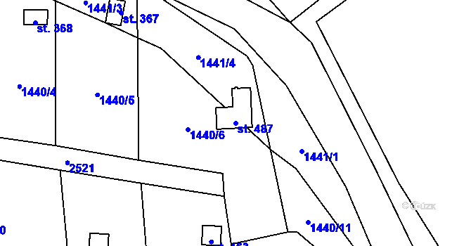 Parcela st. 487 v KÚ Žitenice, Katastrální mapa
