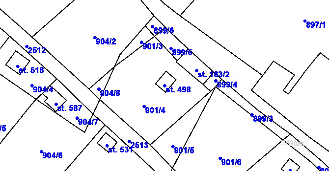Parcela st. 498 v KÚ Žitenice, Katastrální mapa