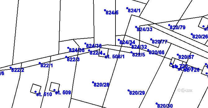 Parcela st. 508/1 v KÚ Žitenice, Katastrální mapa