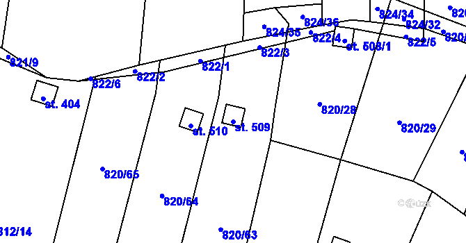 Parcela st. 509 v KÚ Žitenice, Katastrální mapa
