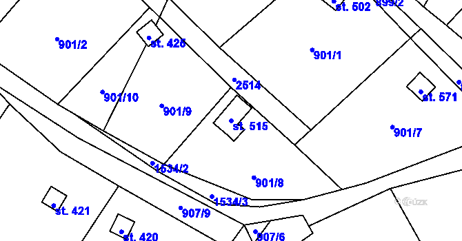 Parcela st. 515 v KÚ Žitenice, Katastrální mapa
