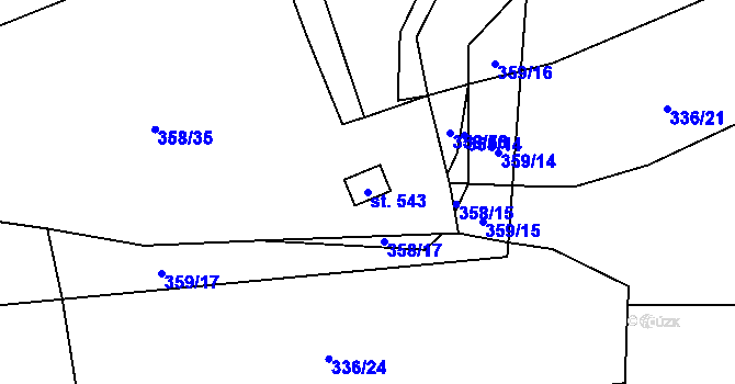 Parcela st. 543 v KÚ Žitenice, Katastrální mapa