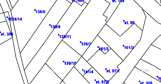 Parcela st. 139/7 v KÚ Žitenice, Katastrální mapa