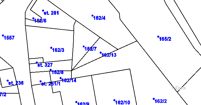 Parcela st. 162/13 v KÚ Žitenice, Katastrální mapa