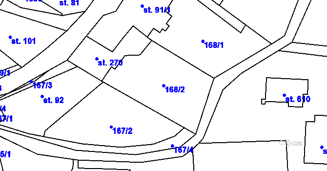 Parcela st. 168/2 v KÚ Žitenice, Katastrální mapa