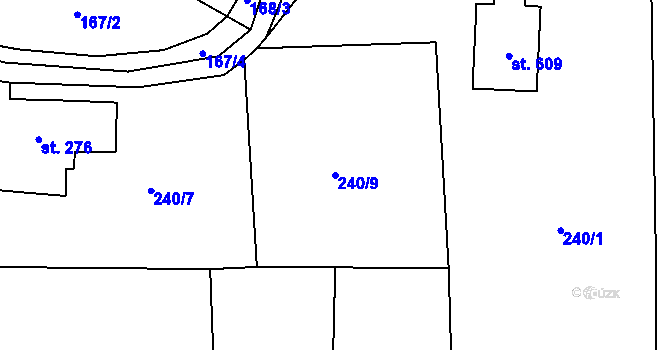 Parcela st. 240/9 v KÚ Žitenice, Katastrální mapa