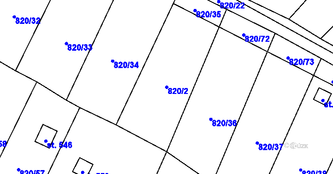 Parcela st. 820/2 v KÚ Žitenice, Katastrální mapa