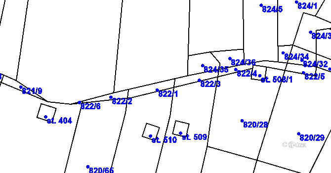 Parcela st. 822 v KÚ Žitenice, Katastrální mapa
