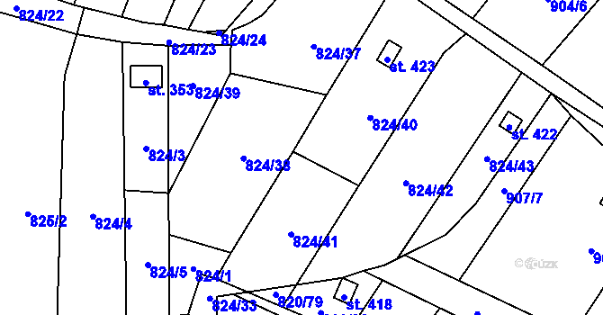 Parcela st. 824/1 v KÚ Žitenice, Katastrální mapa