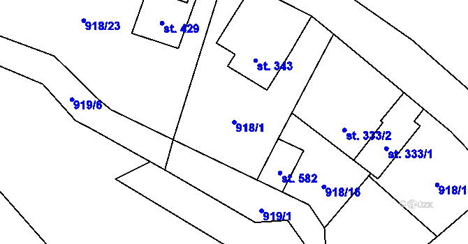Parcela st. 918/1 v KÚ Žitenice, Katastrální mapa