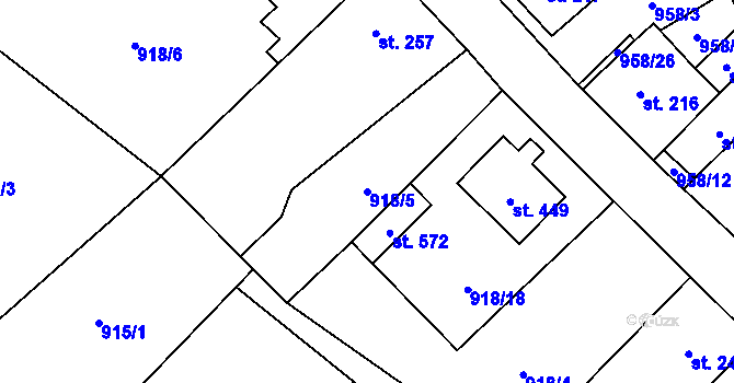 Parcela st. 918/5 v KÚ Žitenice, Katastrální mapa