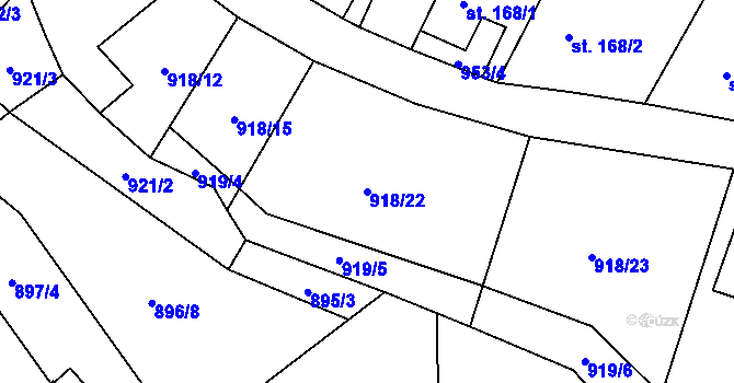Parcela st. 918/22 v KÚ Žitenice, Katastrální mapa