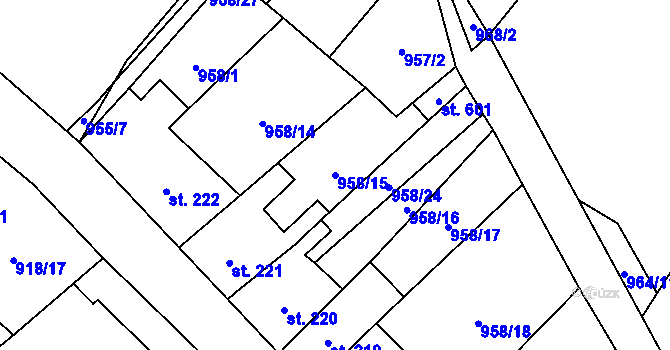 Parcela st. 958/15 v KÚ Žitenice, Katastrální mapa