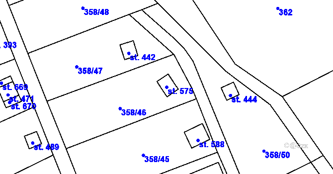 Parcela st. 575 v KÚ Žitenice, Katastrální mapa