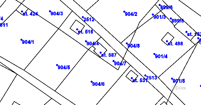 Parcela st. 587 v KÚ Žitenice, Katastrální mapa