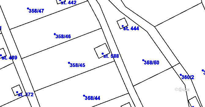 Parcela st. 588 v KÚ Žitenice, Katastrální mapa