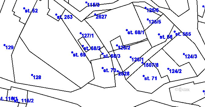 Parcela st. 68/3 v KÚ Žitenice, Katastrální mapa