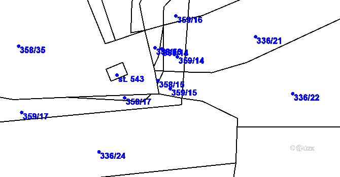Parcela st. 359/15 v KÚ Žitenice, Katastrální mapa