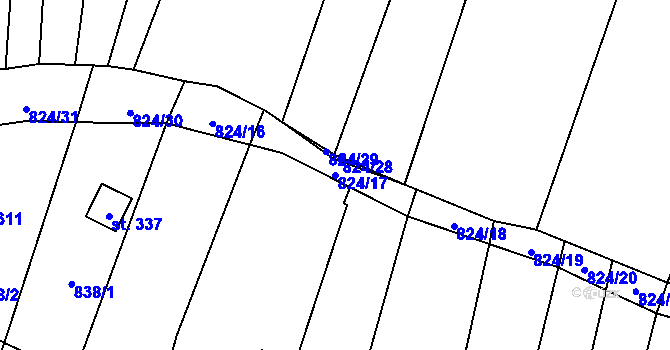 Parcela st. 824/17 v KÚ Žitenice, Katastrální mapa