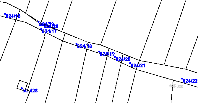 Parcela st. 824/19 v KÚ Žitenice, Katastrální mapa