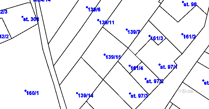 Parcela st. 139/15 v KÚ Žitenice, Katastrální mapa