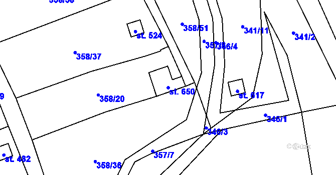 Parcela st. 650 v KÚ Žitenice, Katastrální mapa