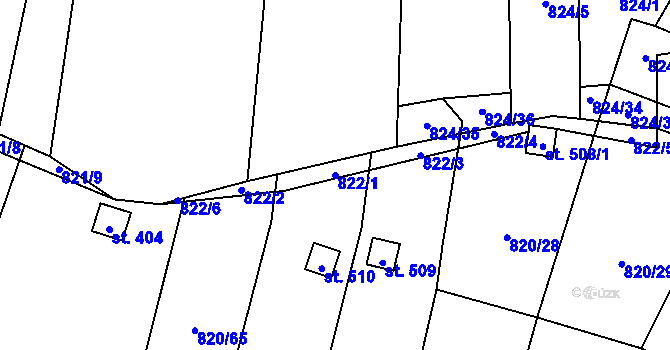 Parcela st. 822/1 v KÚ Žitenice, Katastrální mapa