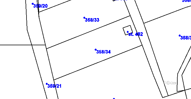 Parcela st. 358/34 v KÚ Žitenice, Katastrální mapa