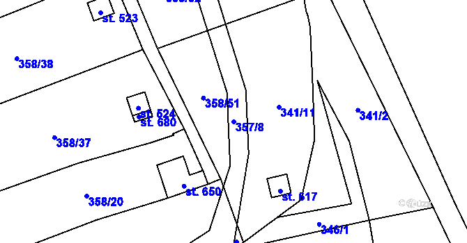 Parcela st. 357/8 v KÚ Žitenice, Katastrální mapa