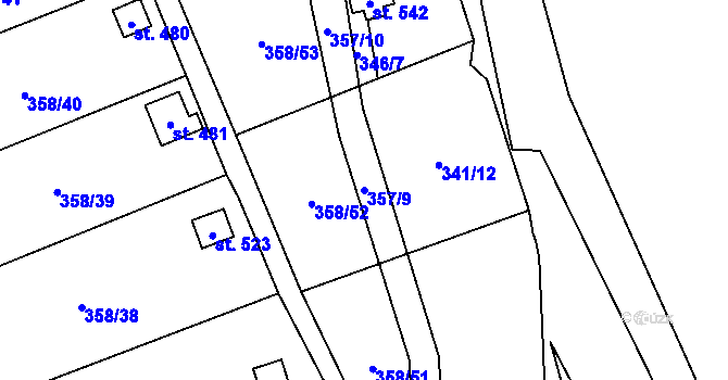 Parcela st. 357/9 v KÚ Žitenice, Katastrální mapa