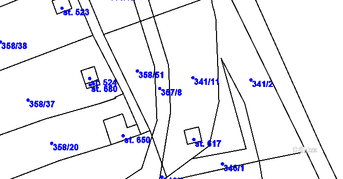 Parcela st. 346/4 v KÚ Žitenice, Katastrální mapa