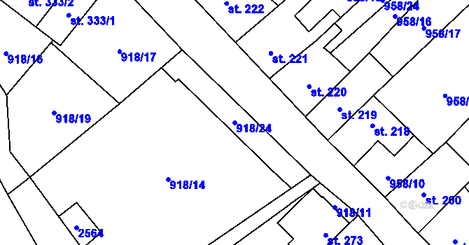 Parcela st. 918/24 v KÚ Žitenice, Katastrální mapa