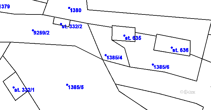 Parcela st. 1385/4 v KÚ Žítková, Katastrální mapa
