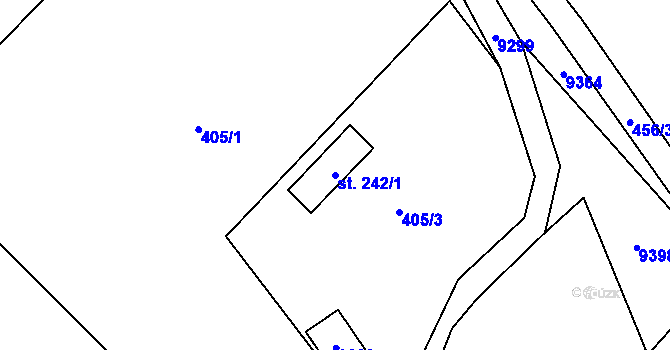 Parcela st. 242/1 v KÚ Žítková, Katastrální mapa
