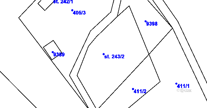 Parcela st. 243/2 v KÚ Žítková, Katastrální mapa