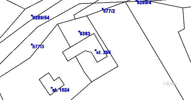 Parcela st. 266 v KÚ Žítková, Katastrální mapa