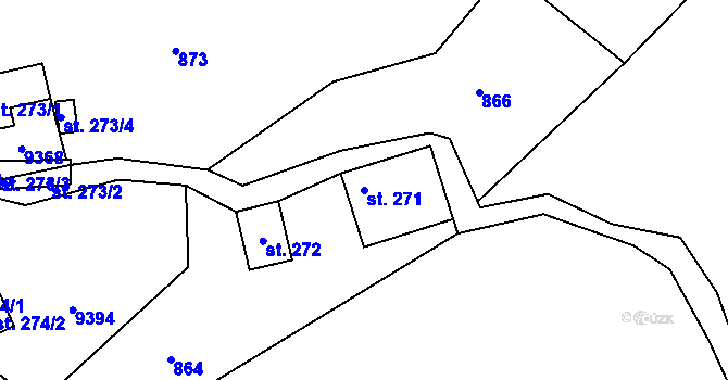 Parcela st. 271 v KÚ Žítková, Katastrální mapa