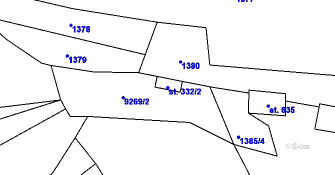 Parcela st. 332/2 v KÚ Žítková, Katastrální mapa