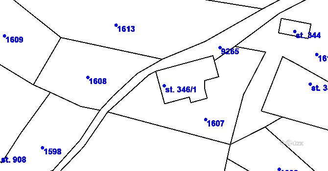 Parcela st. 346/1 v KÚ Žítková, Katastrální mapa